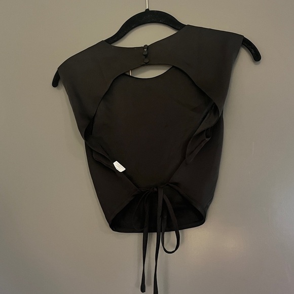 Meshki Viviana satin sleeveless black open back crop top - Picture 3 of 5